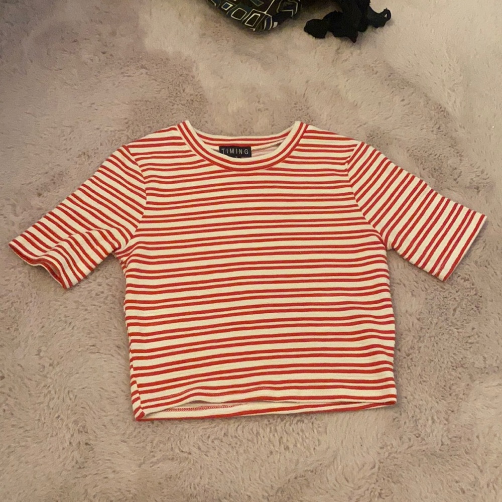 striped red and white shirt
